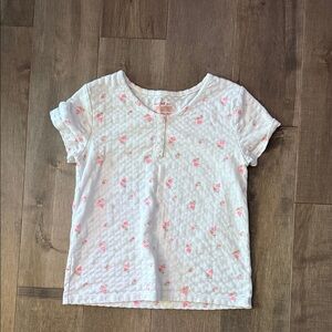 Cat & Jack White Tee with Pink Floral Pattern